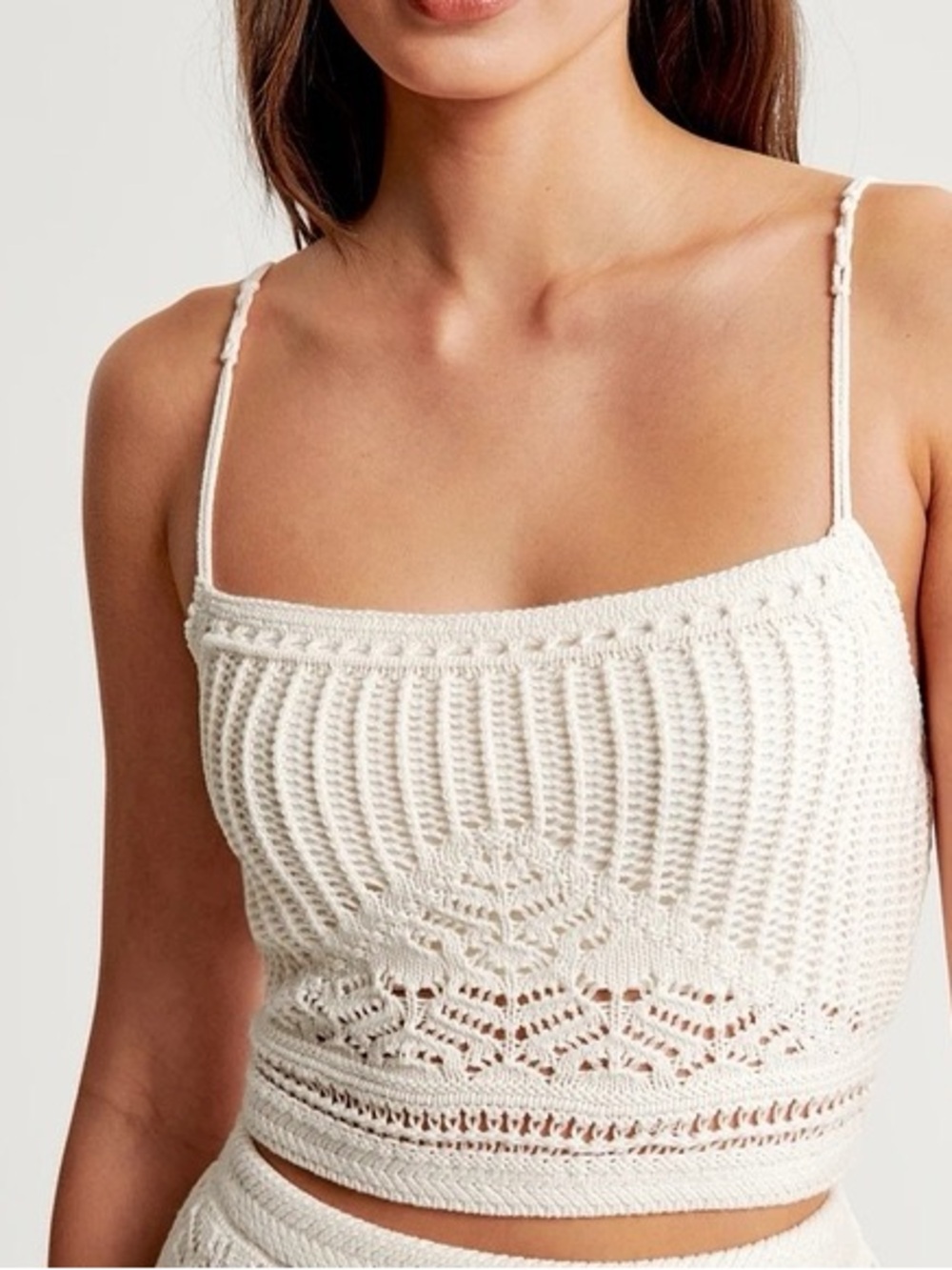 Abercrombie & Fitch lined macrame crochet knit cotton crop top
